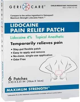 GeriCare lidocaine 4% pain relief patches, 6-count box