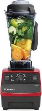 Vitamix 5200 blender in red, filled with fresh fruit